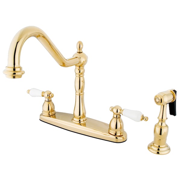 Heritage Centerset Kitchen Faucet, Polished Brass